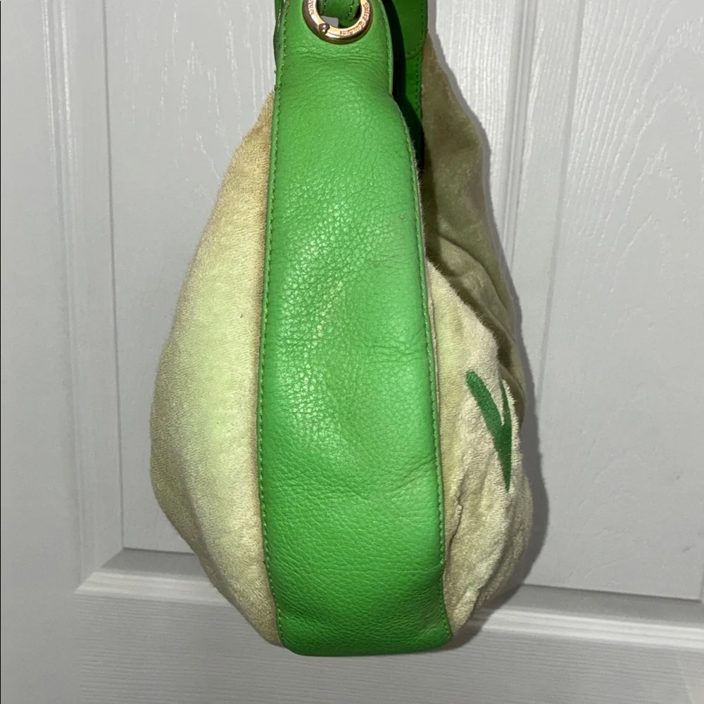 Y2K VINTAGE JUICY COUTURE Viva La Juicy Green VELOUR LEATHER Hobo Bag PURSE